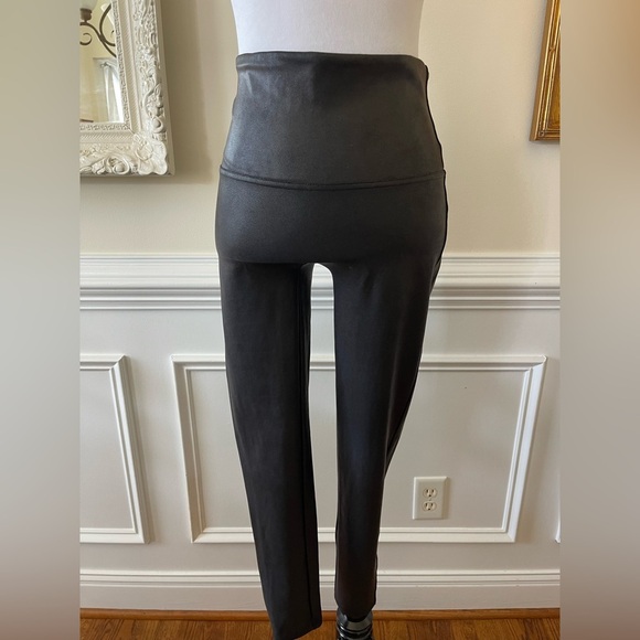 New Anthropologie Spanx Faux Leather Leggings Black Large - Picture 6 of 8